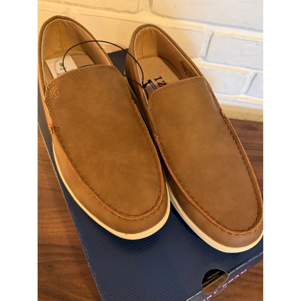 NWT IZOD Seapoint Mens Slip On Loafers Tan Memory Foam‎ Shoes Size 8 Preppy Boat